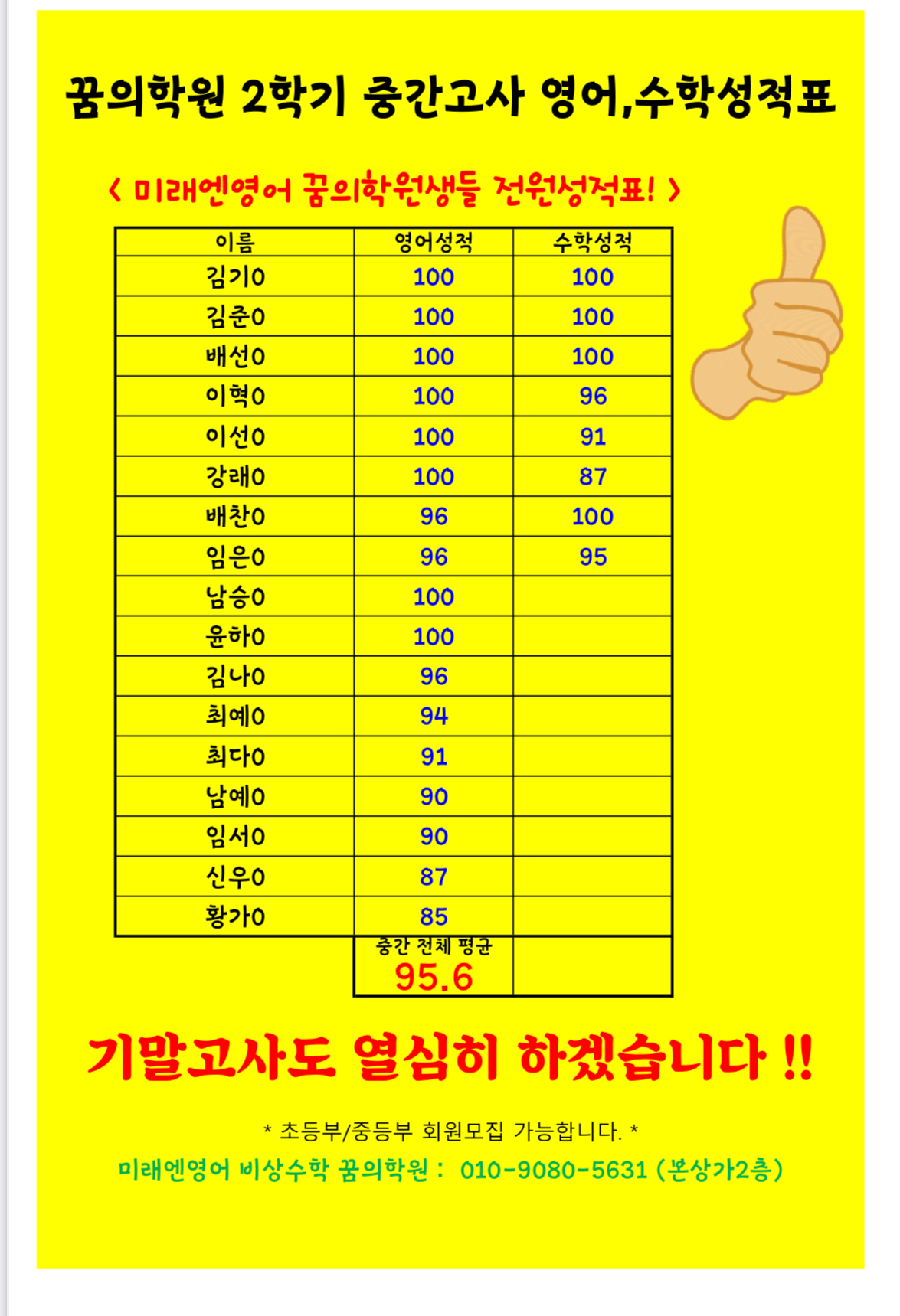 미래엔영어비상수학꿈의학원